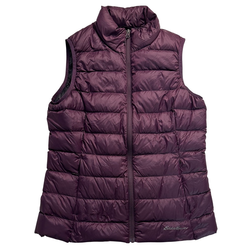 Eddie Bauer EB650 Down Puffer Vest Womens Medium Purple Full Zip L23F7235